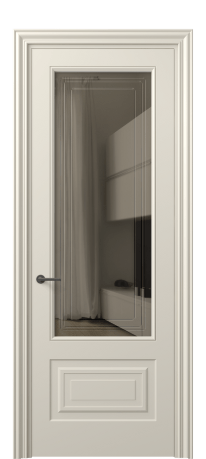 Межкомнатная дверь Mascot 8442 Матовый бежево-серый Прозрачное бронзовое стекло с гравировкой "Грани", триплекс Цена 65999 ₽ | Volhovec