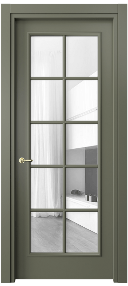 Межкомнатная дверь Paris 8102 Матовый оливковый тёмный Прозрачное стекло Цена 61599 ₽| Volhovec