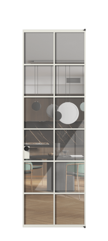 Алюминиевая дверь АЛПЛ040.05 Алюминий серый Рефлективное прозрачное стекло "Stopsol", калёное Цена 157470  | Volhovec