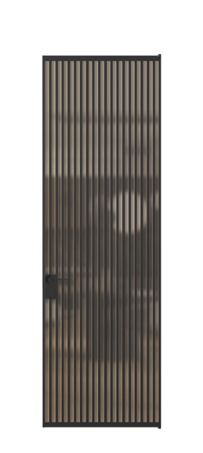 Алюминиевая дверь АЛПЛ040.06 Алюминий Черный Сатинированное оранжевое стекло, триплекс Цена 186370  | Volhovec