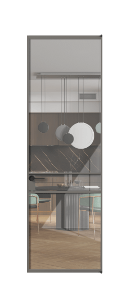 Алюминиевая дверь АЛПЛ040.02 Алюминий классический серый Рефлективное прозрачное стекло "Stopsol", калёное Цена 151770  | Volhovec