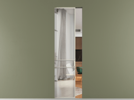 Алюминевая перегородка АЛПР 040.02 ММБ Зеркало триплекс. Цвет Алюминий молочно-белый. Материал Алюминий в эмали. Коллекция Перегородка Formato скрытый пенал одностворчатая. Фото. Алюминевая перегородка АЛПР 040.02 ММБ Зеркало триплекс. Цвет Алюминий молочно-белый. Материал Алюминий в эмали. Коллекция Перегородка Formato скрытый пенал одностворчатая. Картинка.