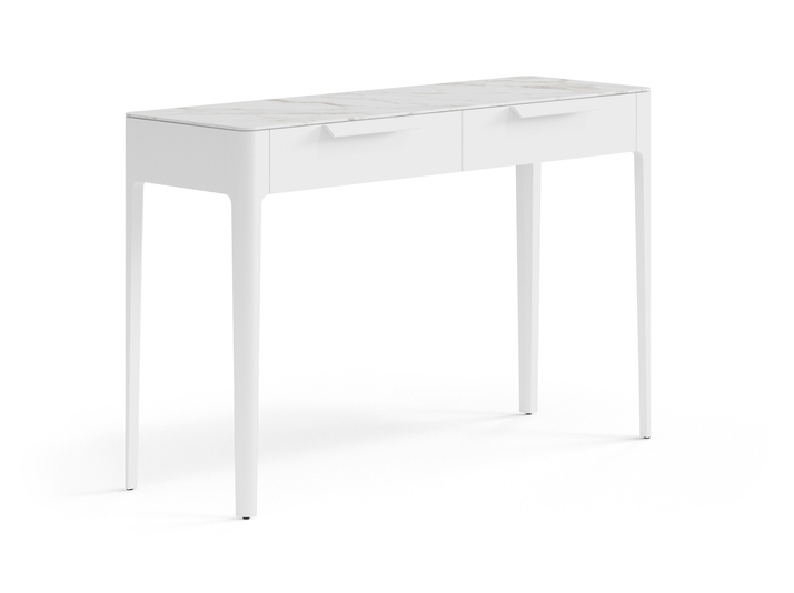 Мебель Консоль Piega 2 ящика. Цвет Матовый белоснежный. Материал Гладкая эмаль. Коллекция Консоль Piega 2 ящика. Картинка.