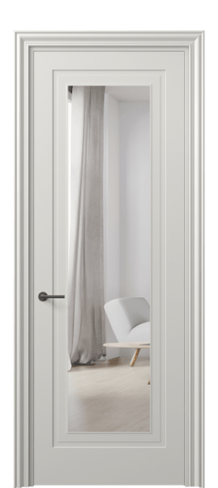 Дверь межкомнатная 8403 МТСР Зеркало с одной стороны. Цвет Матовый тёплый серый. Материал Гладкая эмаль. Коллекция Mascot. Картинка.