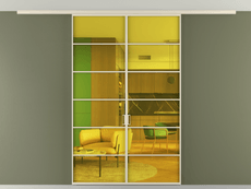 Перегородка Formato вдоль стены на потолок двустворчатая